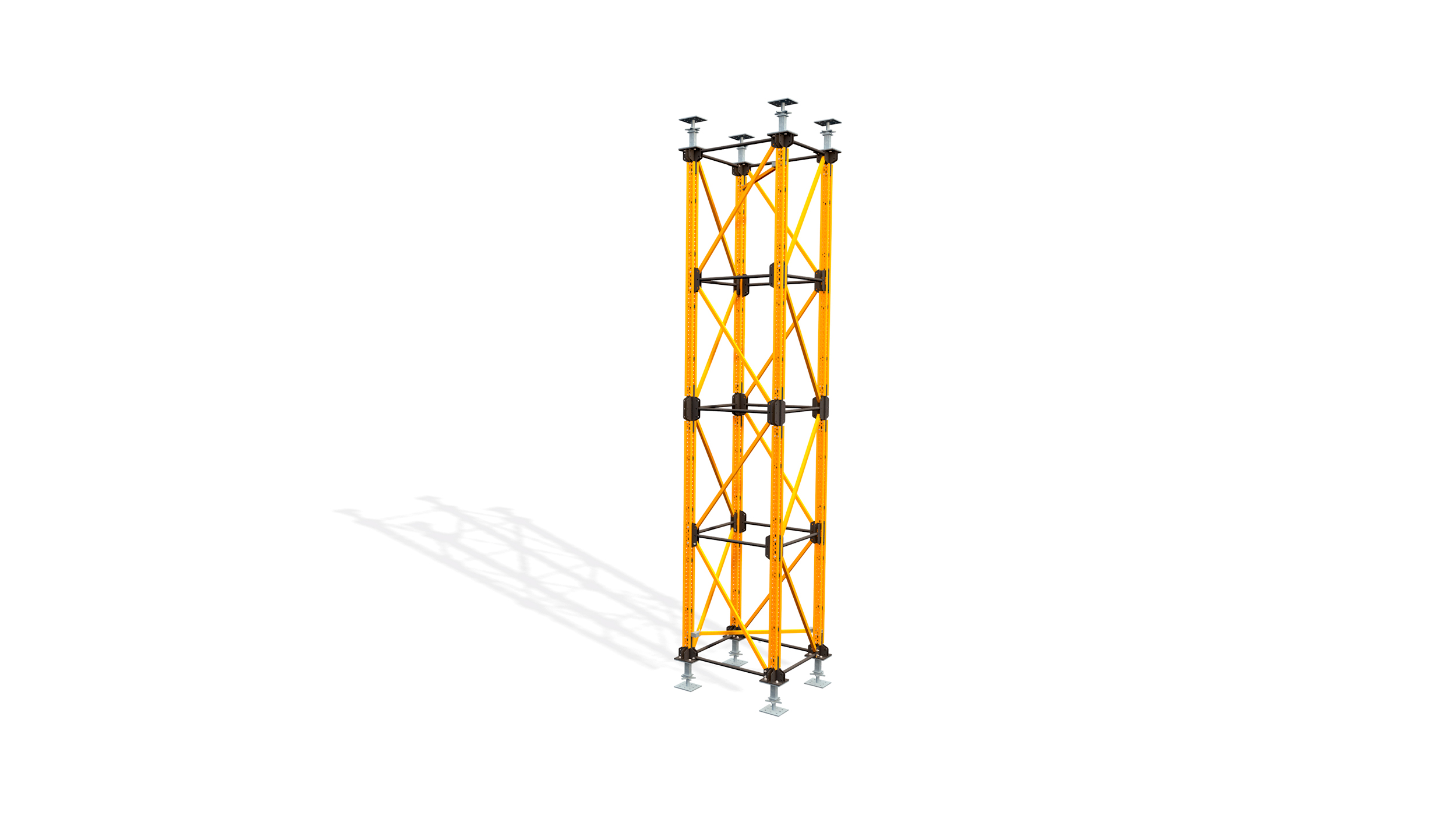 Última geração em torres de grande carga para a construção em obras de infraestrutura. Destaca-se pela possibilidade de diversas configurações com poucos elementos e montagem rápida e seguro em obra.