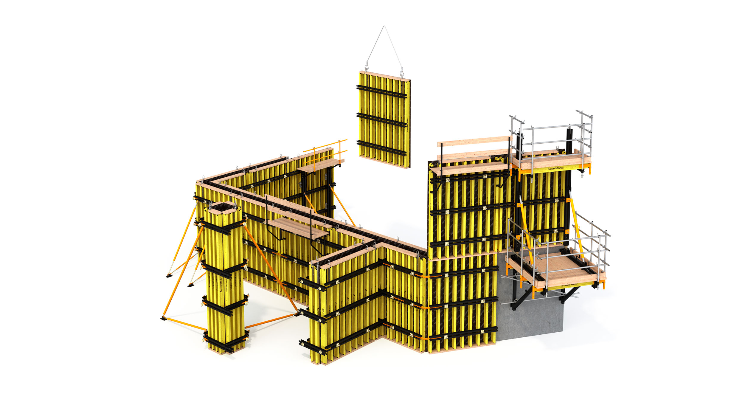 Fôrma de vigas de madeira de alta flexibilidade e adequação a estruturas verticais tanto em edificação e infraestrutura, com excelente acabamento de concreto